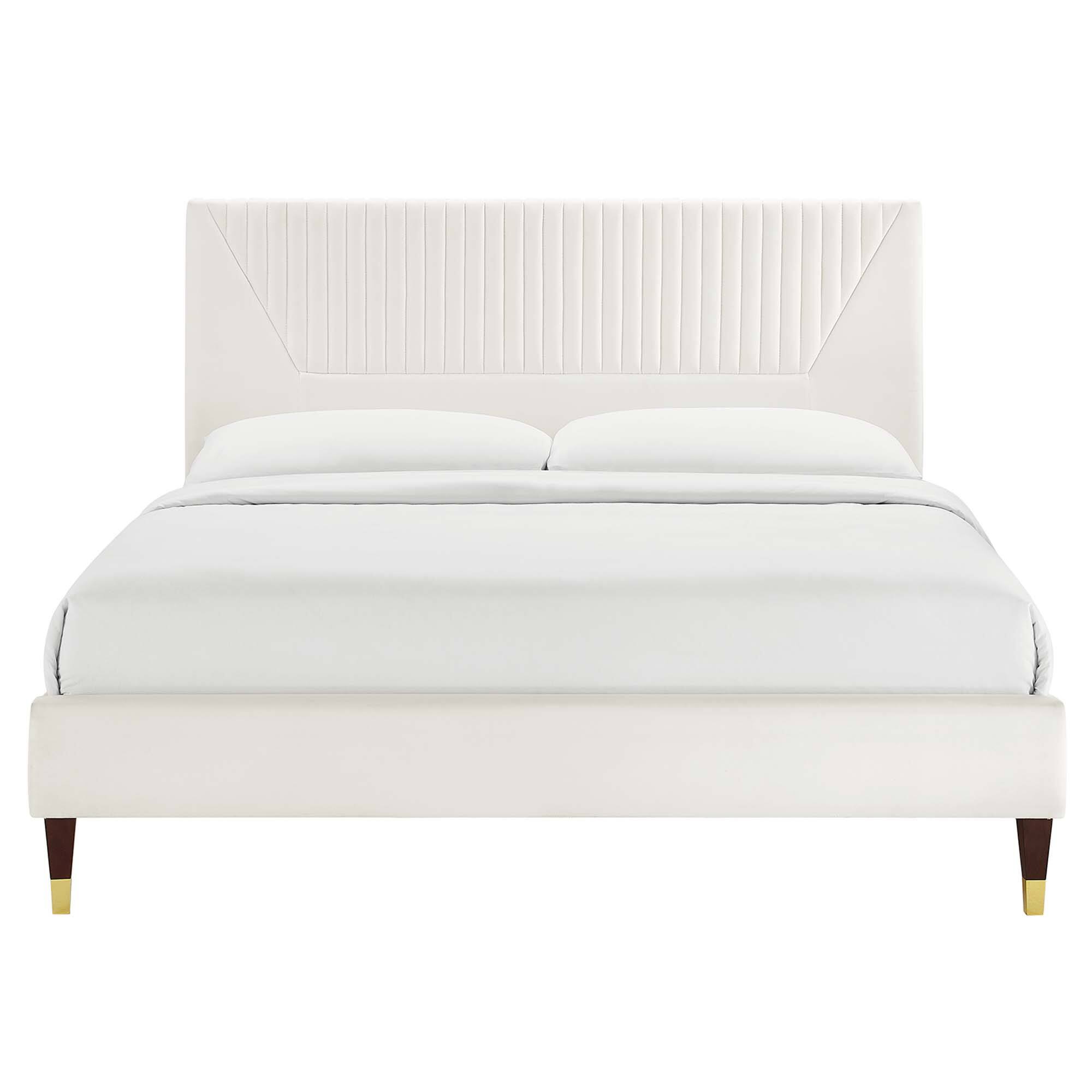 Alt View 1. Modway - Sofia Channel Tufted Performance Velvet Full Platform Bed - White.