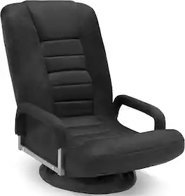 Maple99 - Kids Gaming Chair, Swivel Floor Video Lounger, 6 Positions, Folds to Store - Black