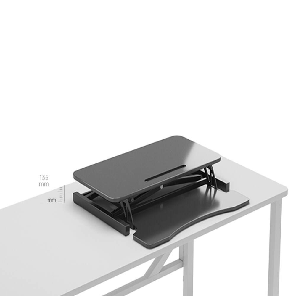 Angle. Loheer - Loheer 32 Inch Standing Desk Converter Black Sit to Stand Riser Dual Monitor Adjustable Workstation - Black.
