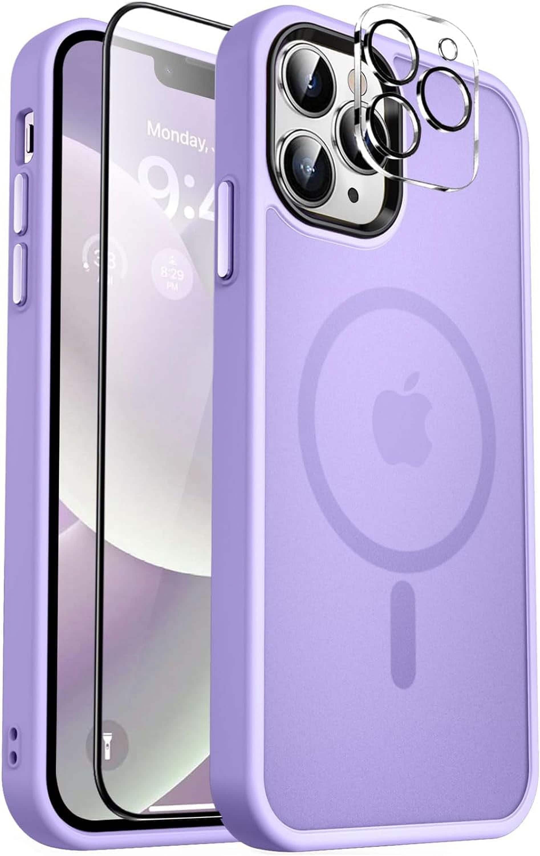 Entronix - Complete Protection Bundle for iPhone 12 Pro Max - Matte Case with Protectors - Purple