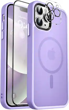Entronix - Complete Protection Bundle for iPhone 12 Pro Max - Matte Case with Protectors - Purple