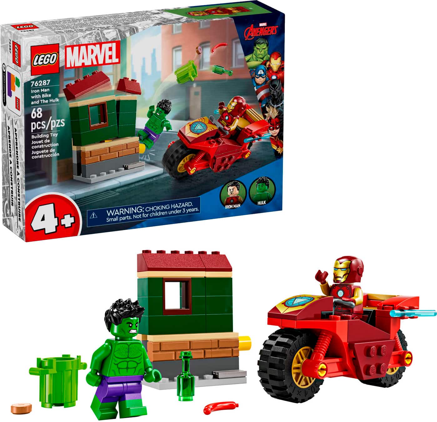 LEGO - Marvel Iron Man with Bike and The Hulk Building Toy 76287 - Front_Zoom