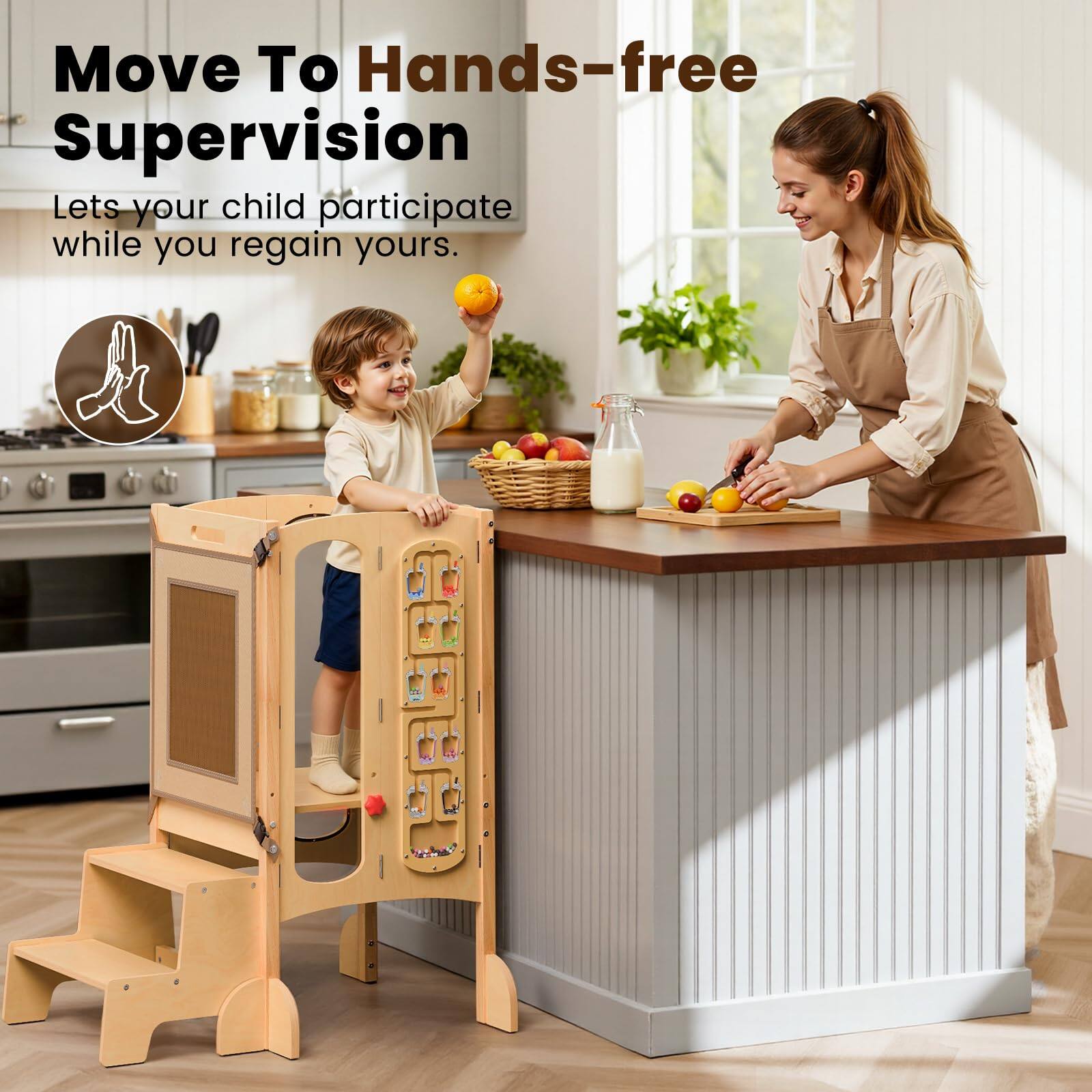 Move To Hands-free Supervision  
Lets your child participate while you regain yours.