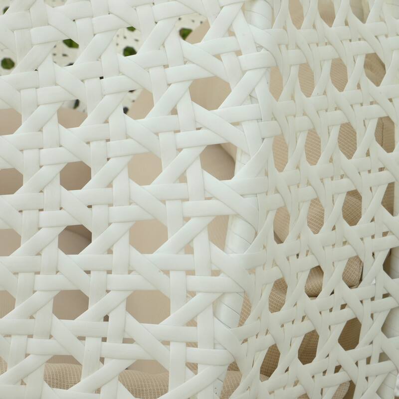 Alt View 6. LeisureMod - Leisuremod Modern 2-Person Outdoor Egg Swing White Wicker Chair with Stand, Plush Washable Cushions & Waterproof Cover - Beige.
