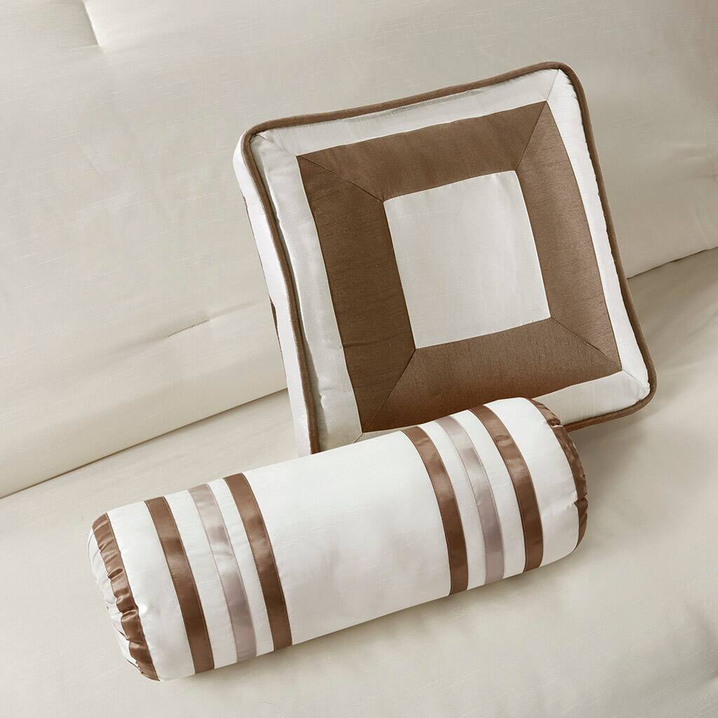 Alt View 1. Gracie Mills - Gracie Mills Elsie Transitional Colorblock 7-Piece Comforter Set - Taupe/Brown.