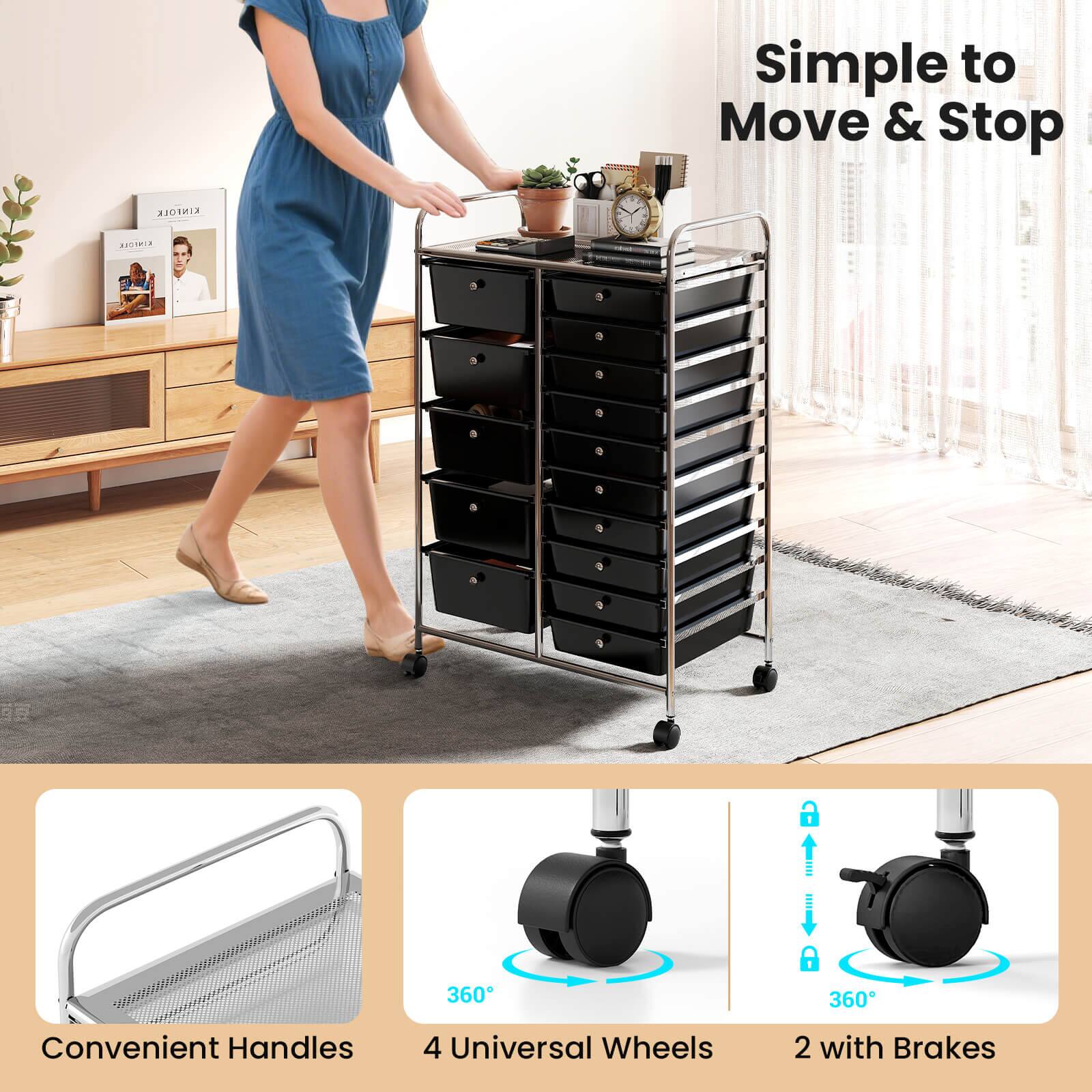 Simple to Move & Stop

Convenient Handles

4 Universal Wheels

2 with Brakes