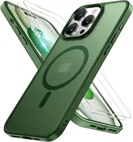 Entronix - Premium Bundle for iPhone 16 Pro Max - Magnetic Translucent Matte Case & 2 Clear Screen Protectors - Green