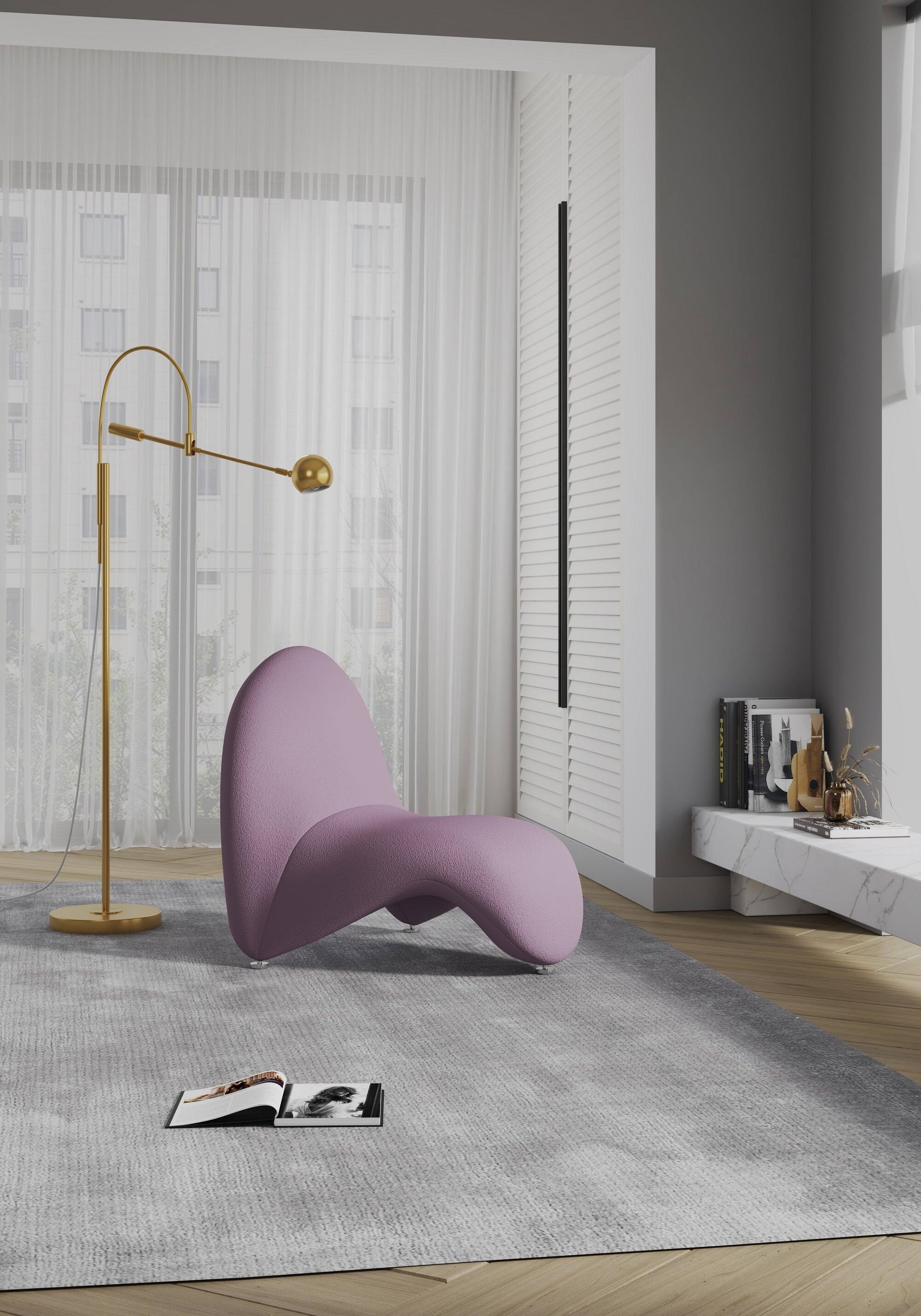 Angle. Manhattan Comfort - MoMa Modern Wool Blend Accent Chair - Purple.