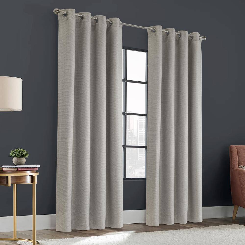 Angle. Commonwealth Home Fashions - Thermaplus Zoey Room Darkening Window Treatment Grommet Curtain Panel for Bedroom Livingroom 52" x 63" Grey - Grey.