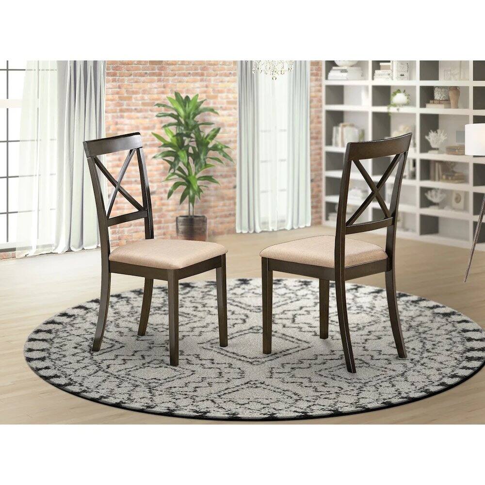 Alt View 1. East West Furniture - Boston X-Back dining chair with Faux Leather Fabric Seat - Brown.
