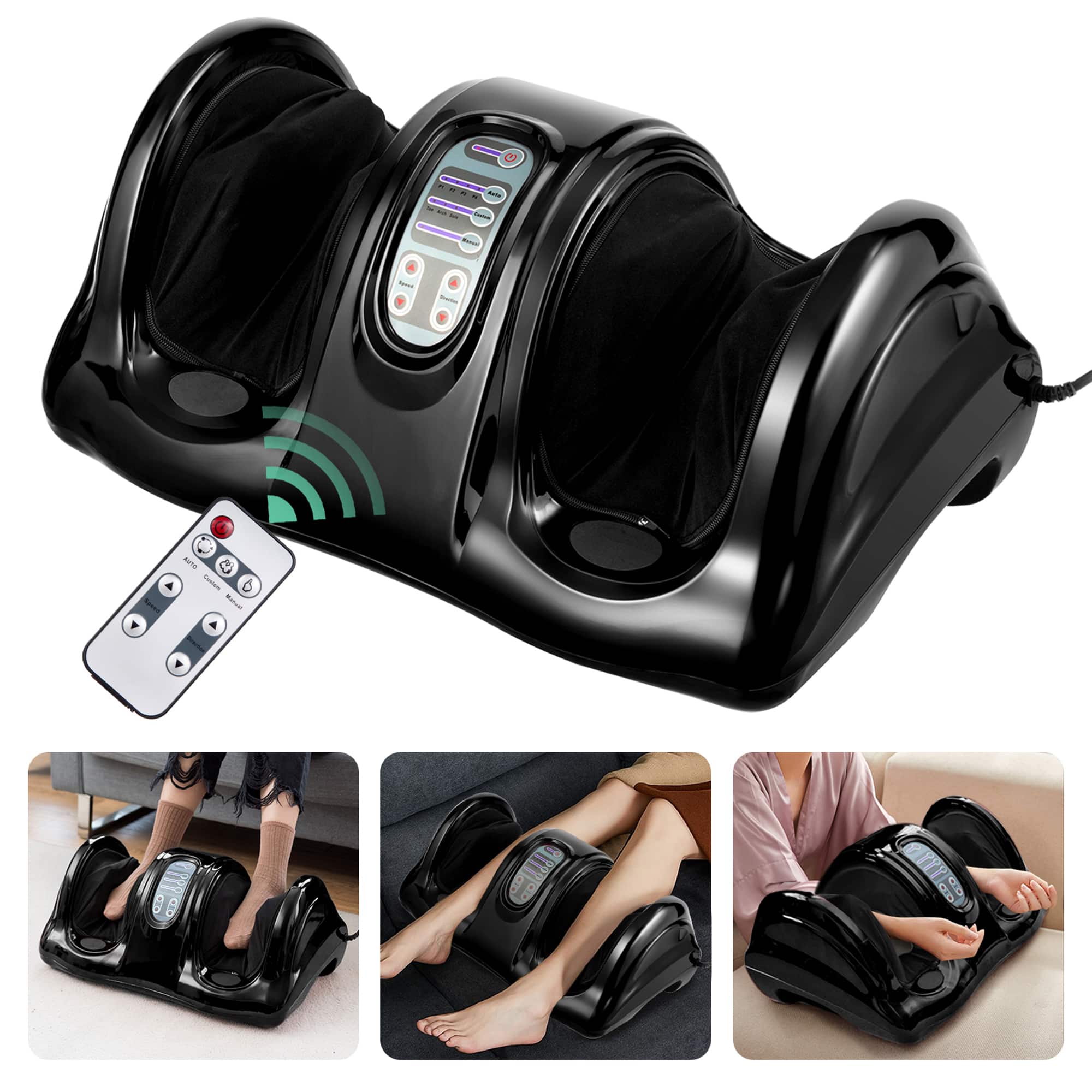 Gymax - Rolling Foot Massager Shiatsu Foot Massage Machine w/ Remote Control - Black
