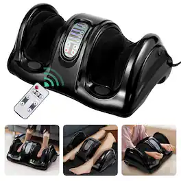 Gymax - Rolling Foot Massager Shiatsu Foot Massage Machine w/ Remote Control - Black
