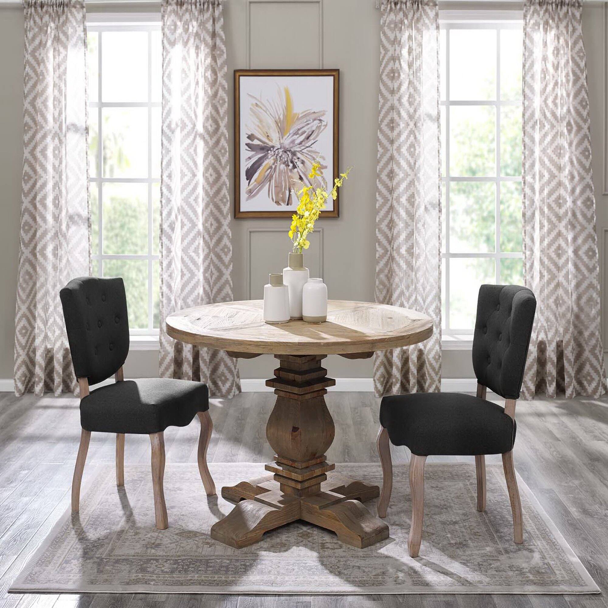 Back. Modway - Column 47" Round Pine Wood Dining Table - Brown.