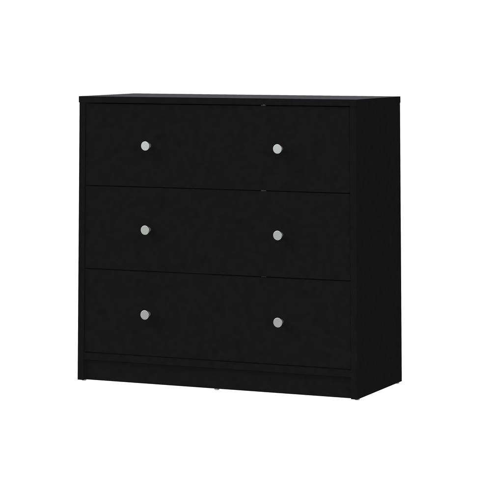 Back. FurniFact - Black 3 Drawer Dresser - Compact Small Chest of Drawers for Bedrooms - Black.