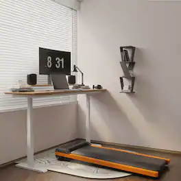 Loheer - Incline Walking Pad Under Desk Treadmill Portable Compact Home Office Treadmill with LED Display - Wood