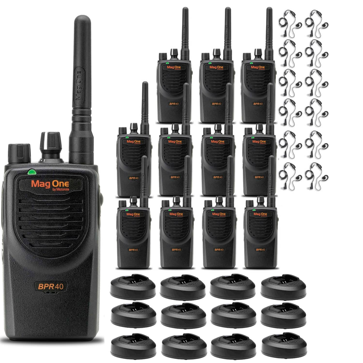 Motorola Solutions - 12 x Motorola BPR40 Mag One Series 4W 8-Channel UHF Two-Way Radio - Bundle - Black