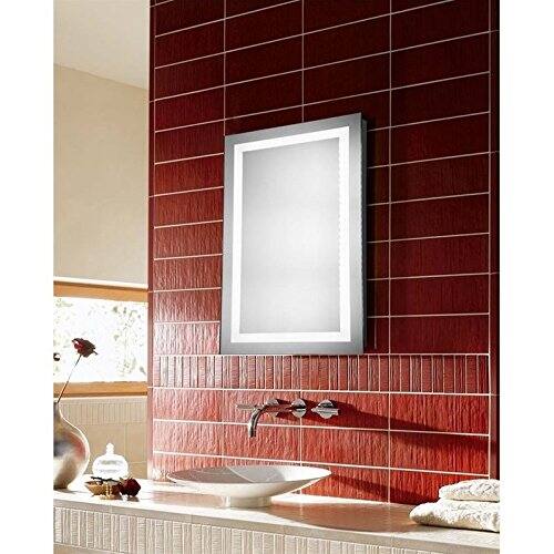 Back. Elegant Decor - LED Hardwired Mirror Rectangle W24H30 Dimmable 5000K - Glossy White.