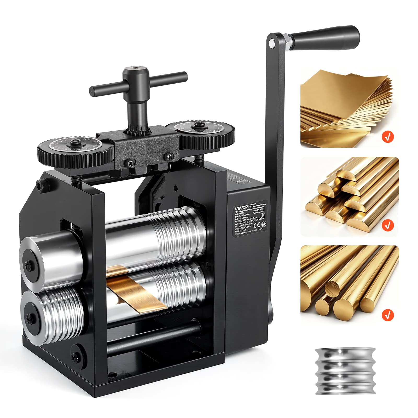 VEVOR - Rolling Mill 4-in-1 Round Flat Square Half-Round Pressing Roller Mill, Manual Jewelry DIY Tool - Black price history on PriceWatchPro