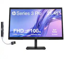 HP - Series 3 Pro 22" FHD VA Monitor, Anti-Glare, Flicker Free, VESA Mount, HDMI, VGA & DKZ Hub, (9U5A2AA#ABA) - Black