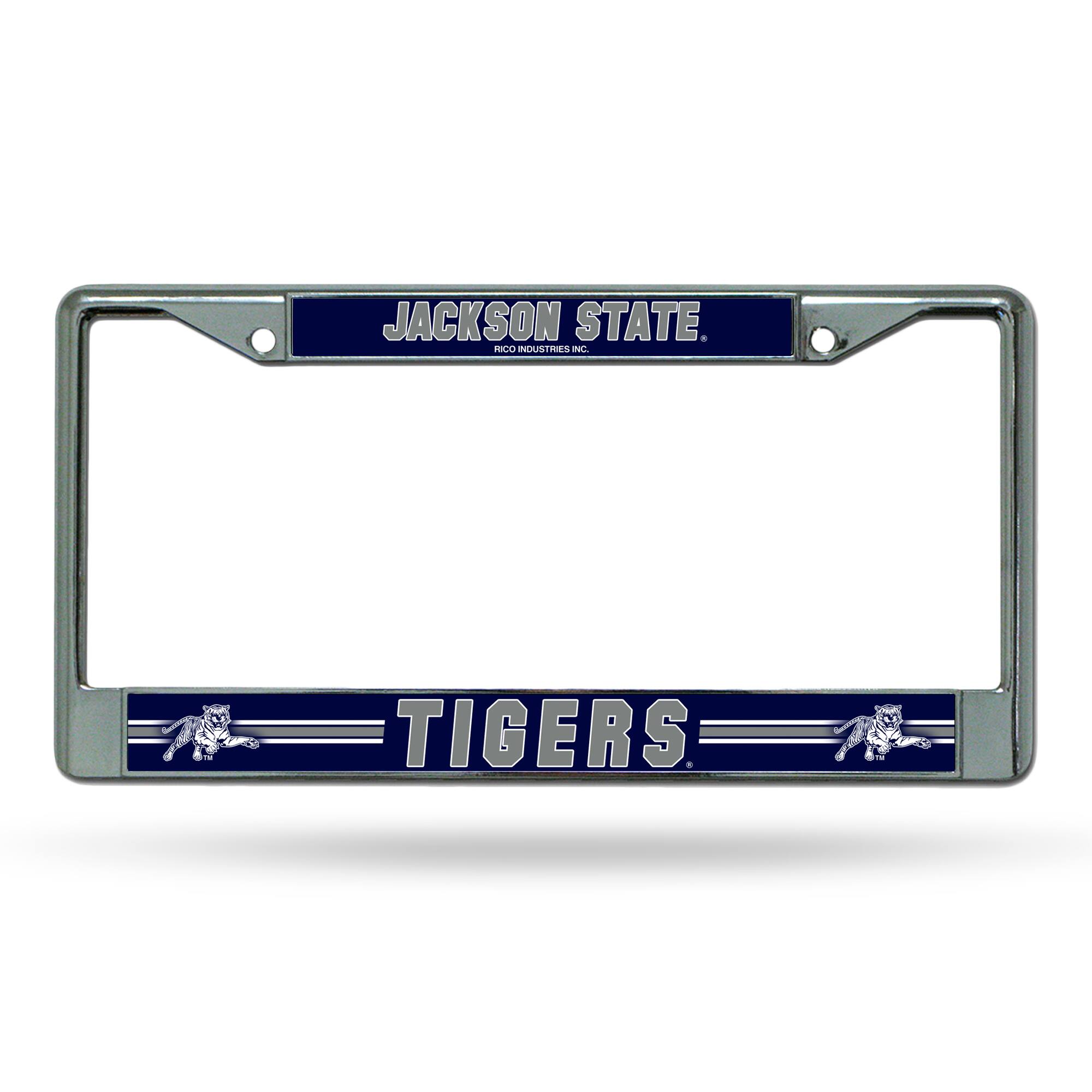 Jackson State Tigers - 12" x 6" Standard Size - Chrome Metal License Plate Frame