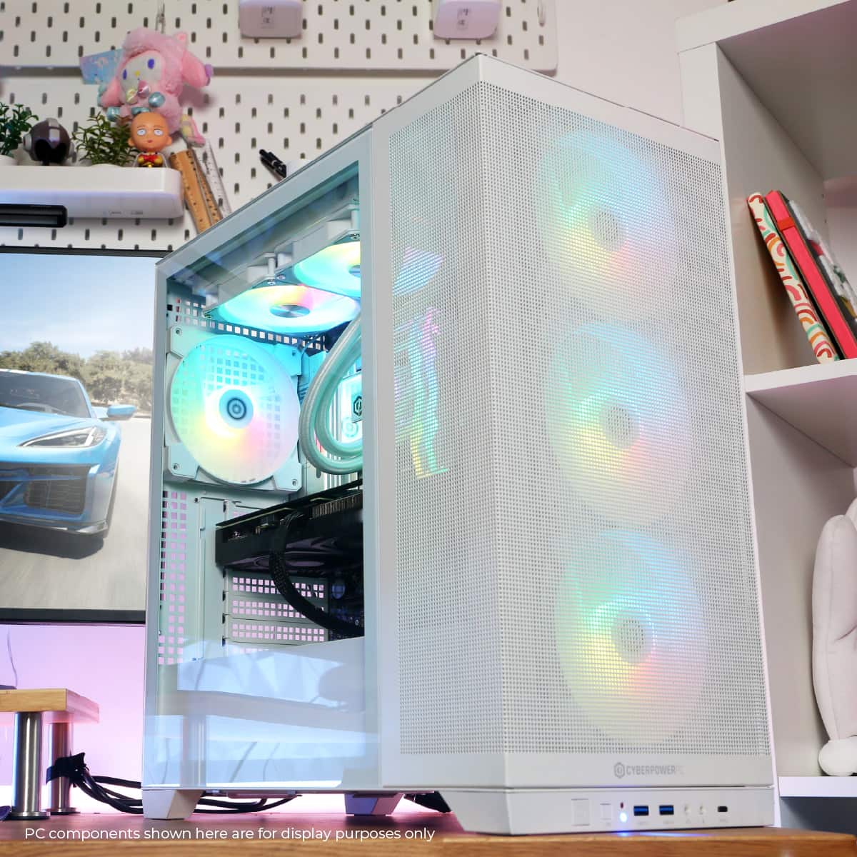 The text on the image reads: "PC components shown here are for display purposes only."