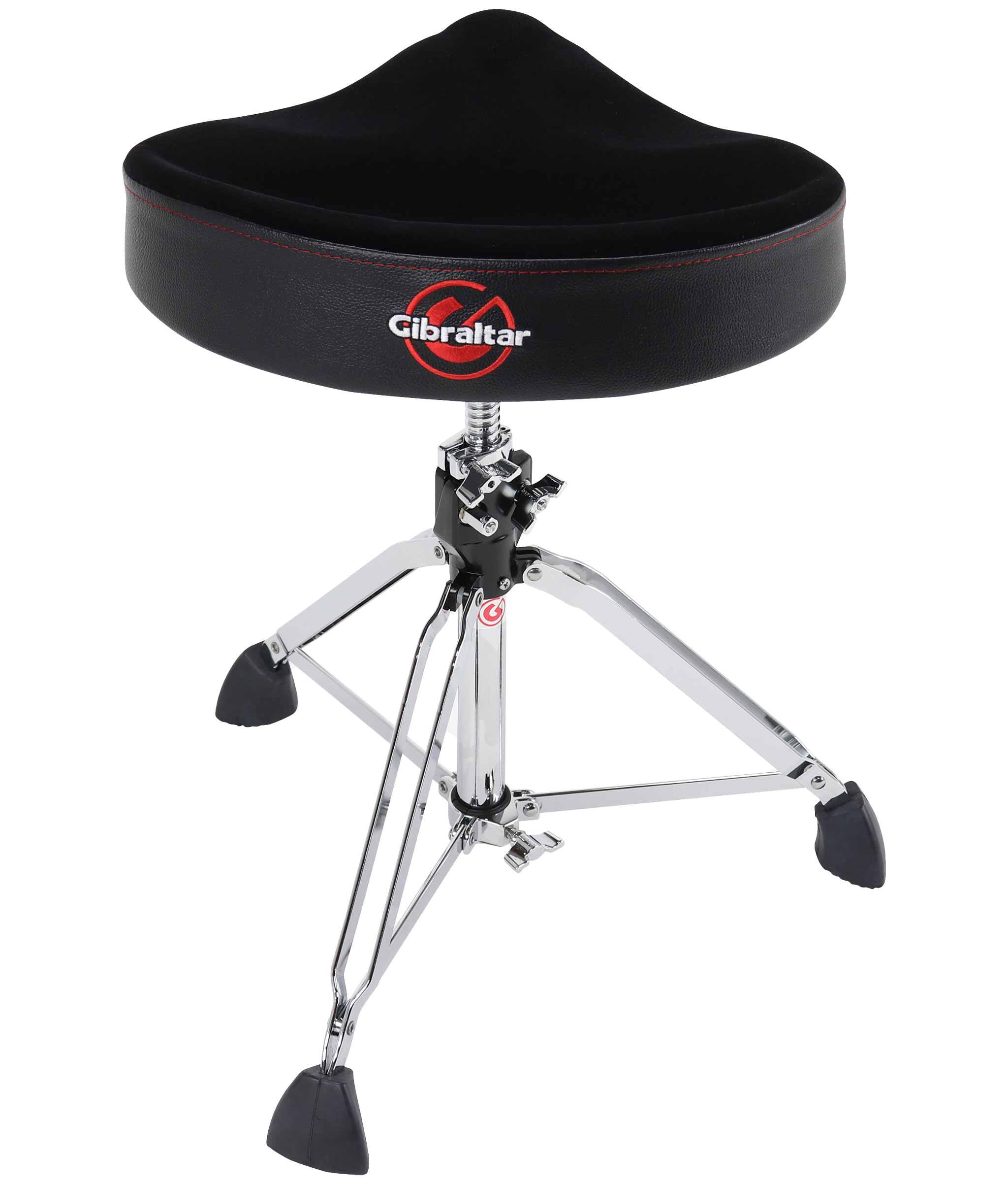 Alt View 1. Gibraltar Hardware - 9000 Series Motorcycle Style Drum Throne, 16” Cordura Saddle Seat, Memory Foam, Height Adjustable with Spindle Lift.