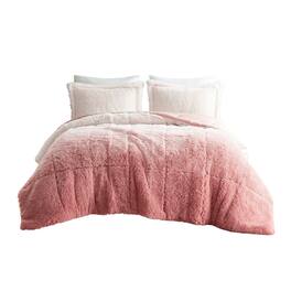 Gracie Mills - Ethel Faux Fur Ombre Shag Comforter Set - Blush