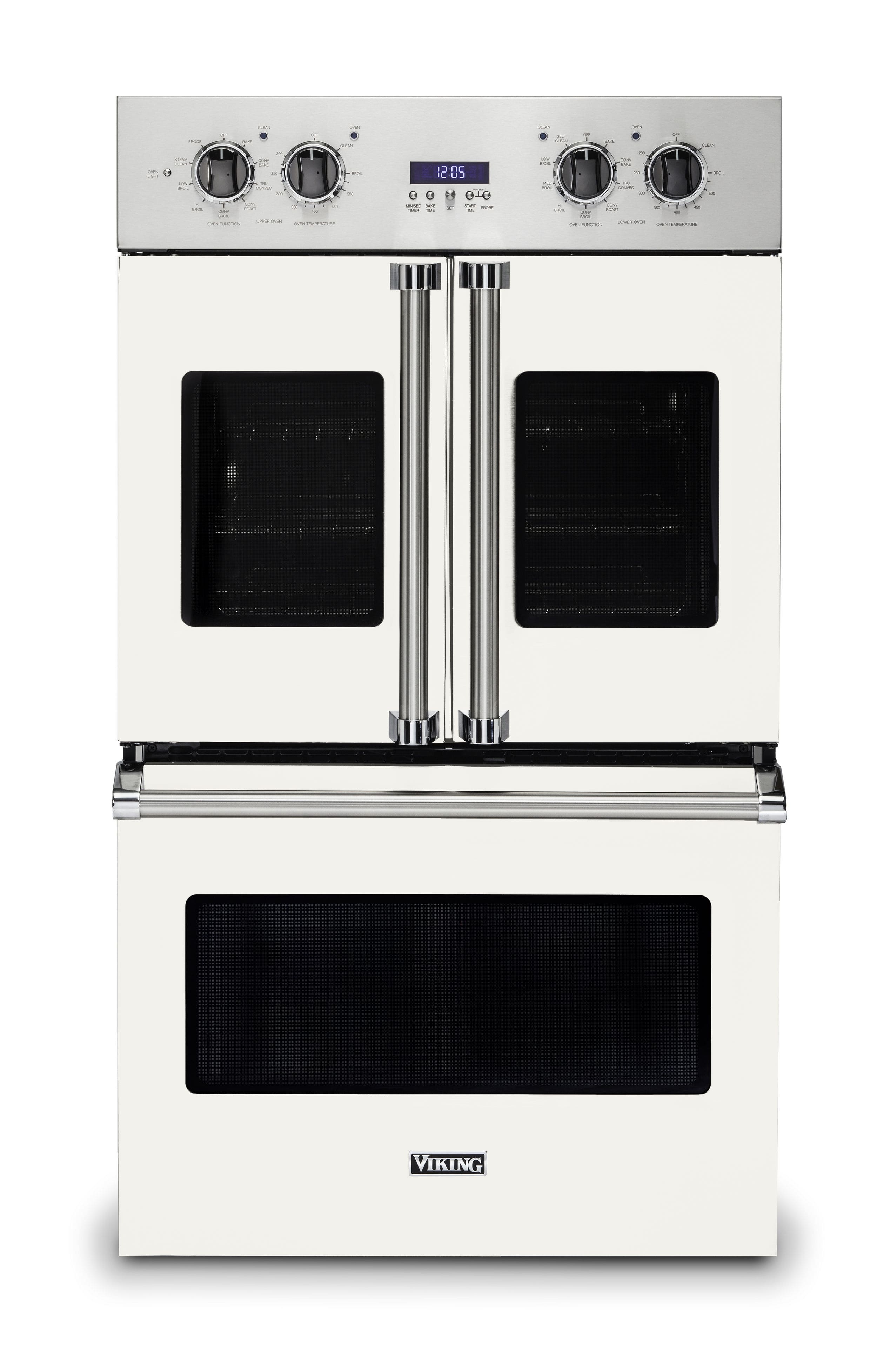 Viking - 30" 7 Series French Door Double Built-In Electric Thermal Convection Oven - Pure White - Front_Zoom