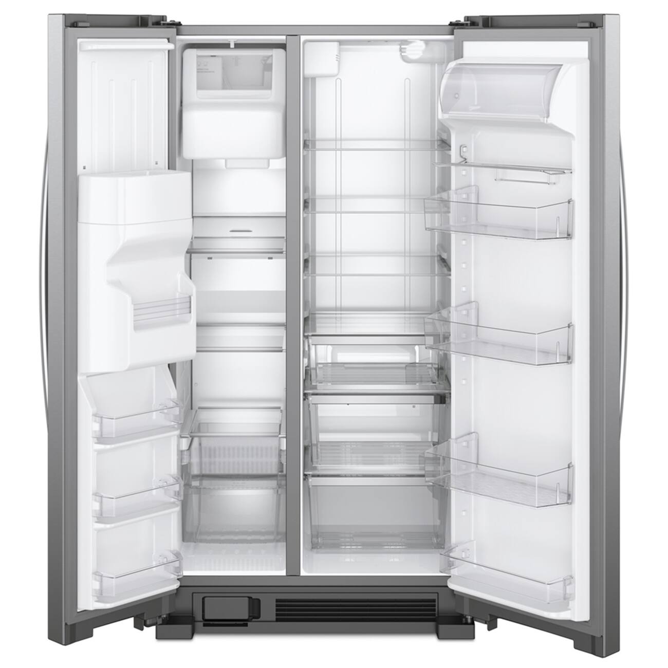Angle. Whirlpool - 33 in. Wide 21 cu. ft. Side-by-Side Refrigerator with LED Interior Lighting - Fingerprint Resistant Stainless Finish.