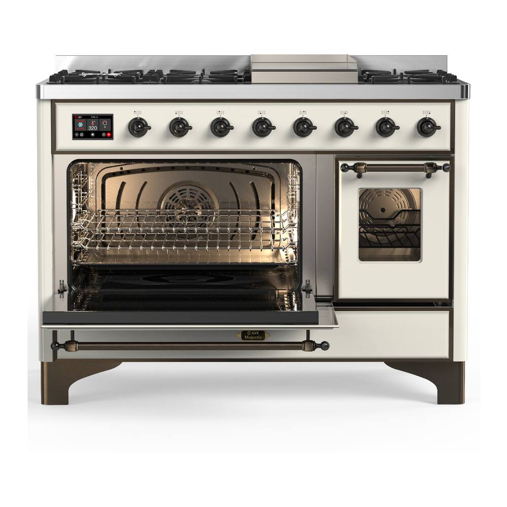 ILVE Majestic III Series 48 in. Dual Fuel Range with 5 Sealed Burners ...