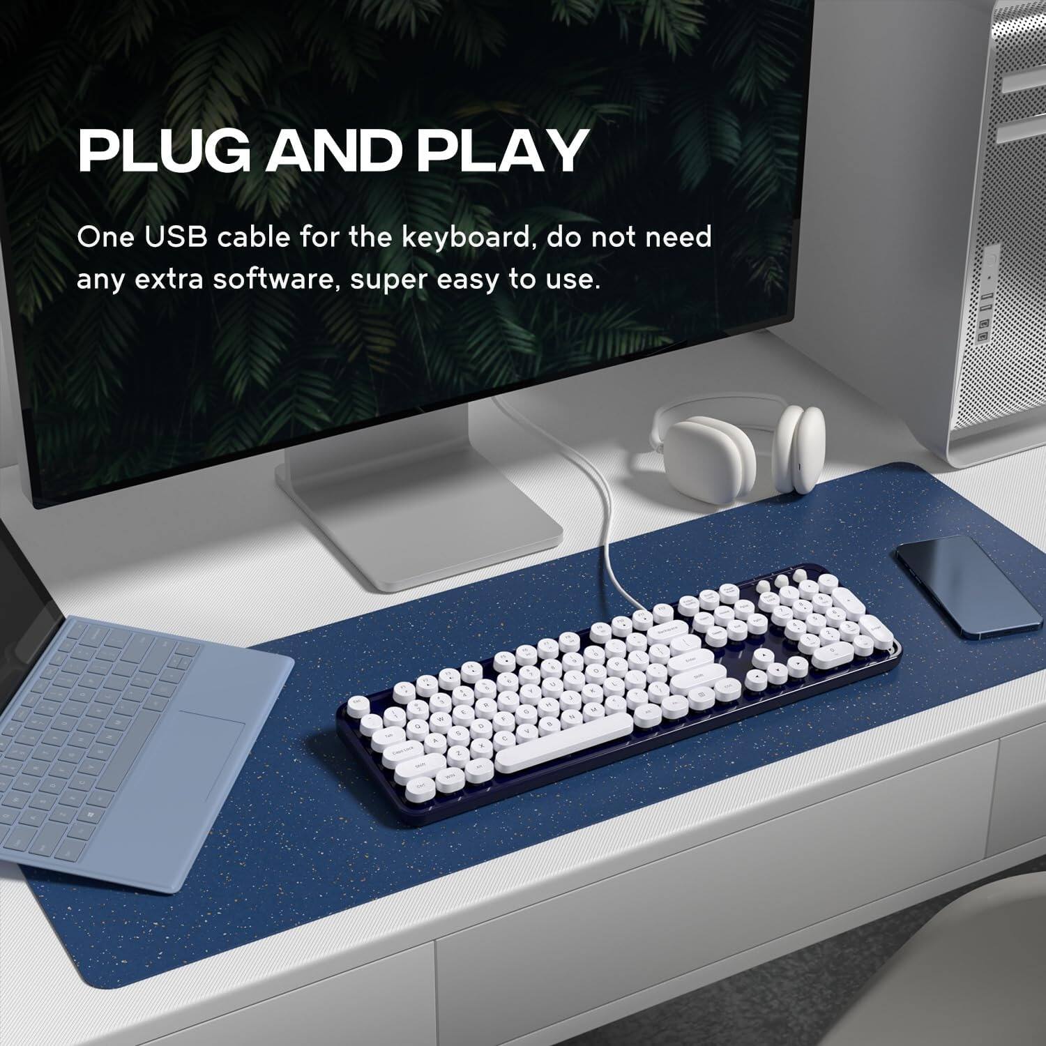 PLUG AND PLAY

One USB cable for the keyboard, do not need any extra software, super easy to use.