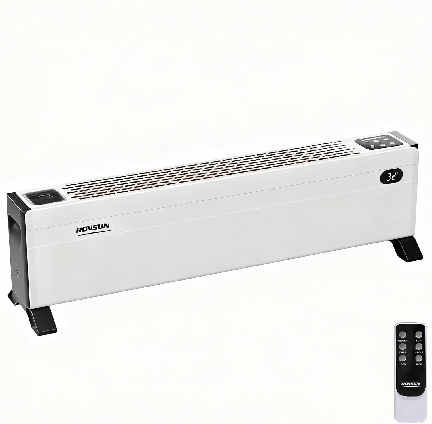 Winado - 32'' Electric Baseboard Heater with Remote & Timer,1500W Convection Space Heater - White