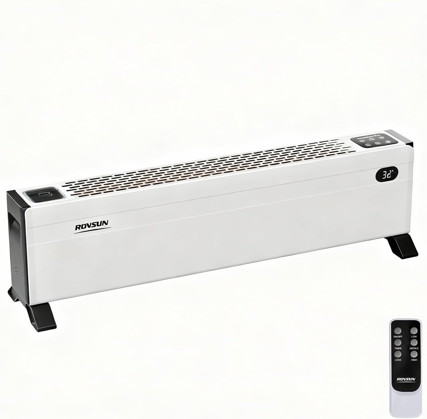 Winado - 32'' Electric Baseboard Heater with Remote & Timer,1500W Convection Space Heater - White