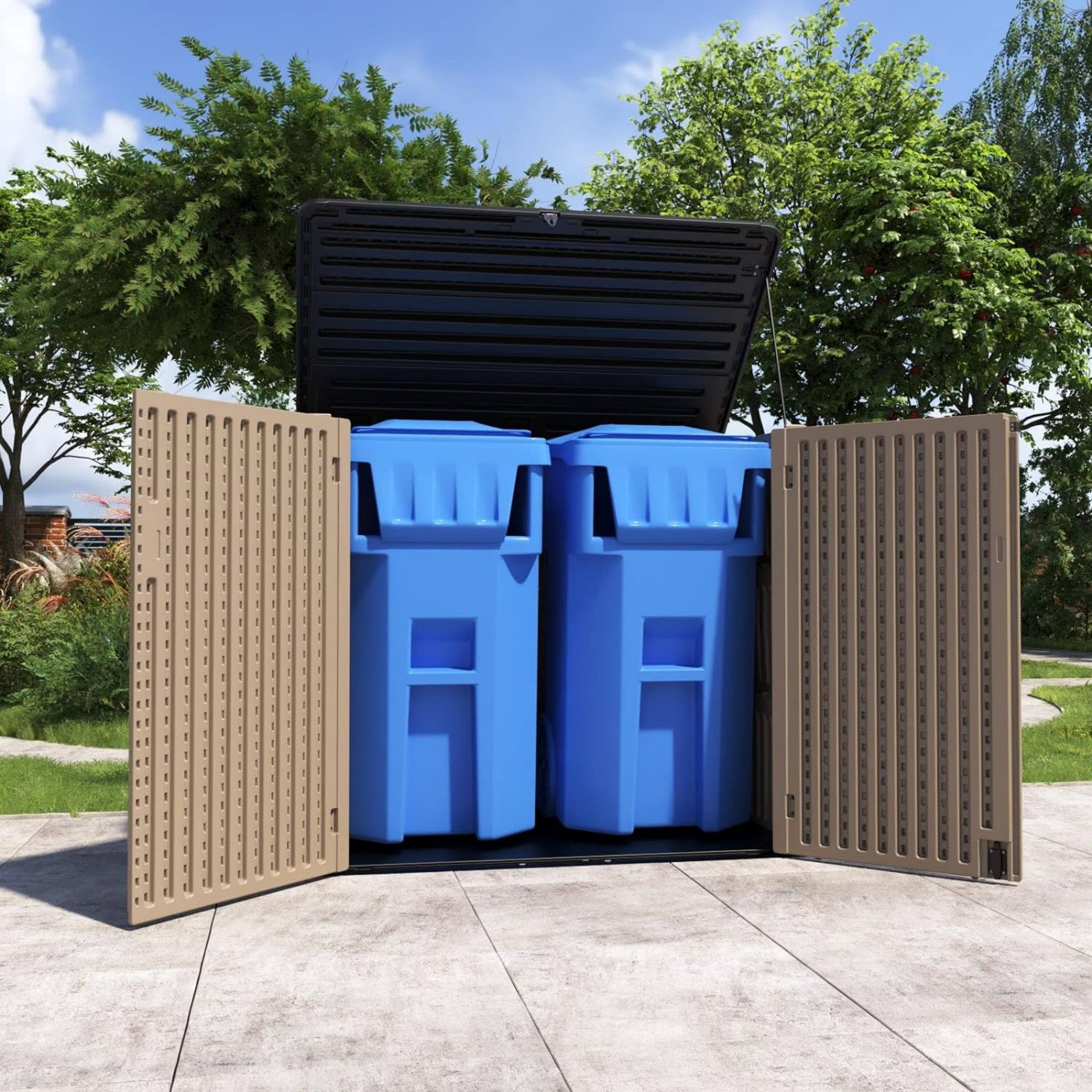 Alt View 6. Mondawe - 356 Gallons Resin Double-Panel Lockable Waterproof Outdoor Storage Shed - Brown.