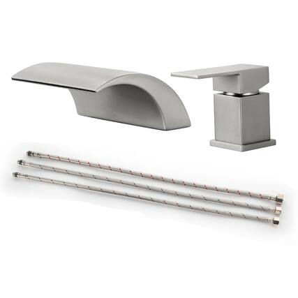 Front. Boyel Living - Brushed Faucet SUS304 18cm Waterfall Spout cUPC Cartridge Single Handle - Brushed Nickel.