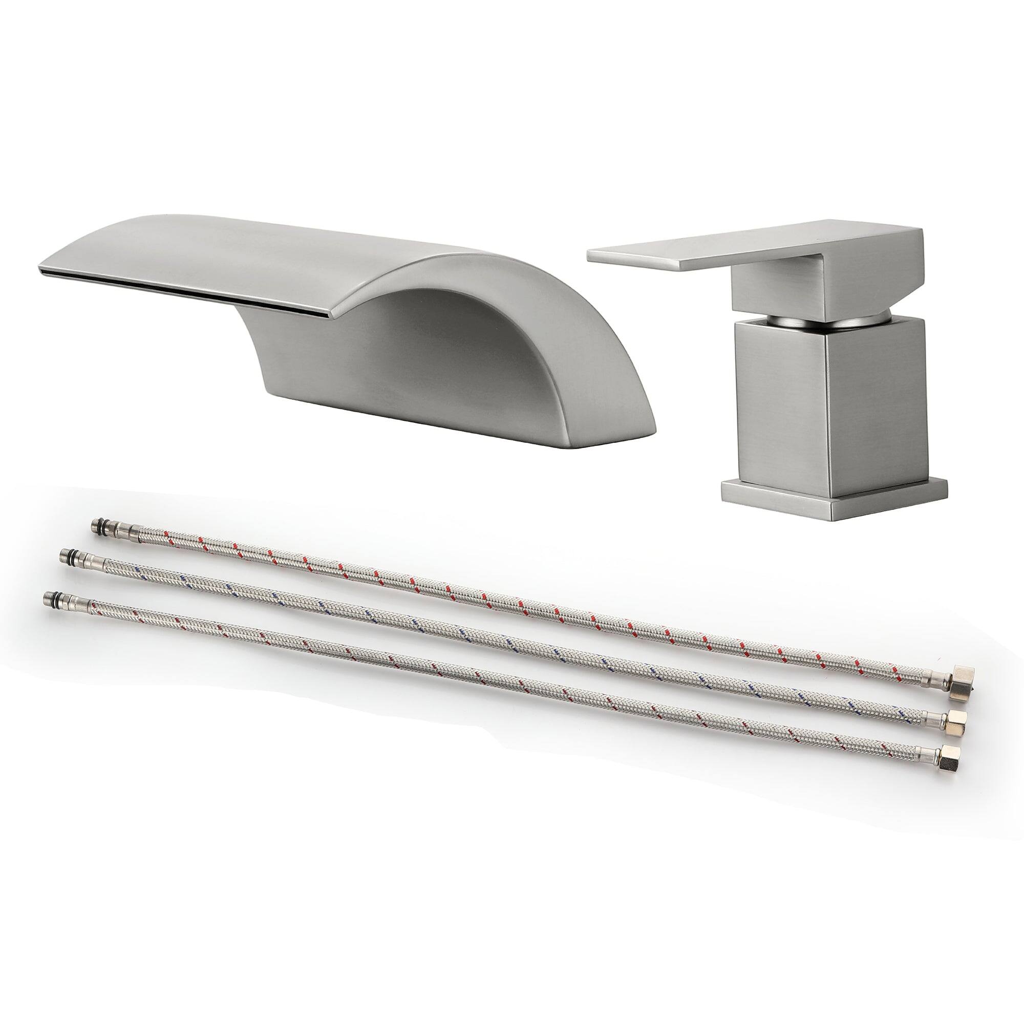 Front. Boyel Living - Brushed Faucet SUS304 18cm Waterfall Spout cUPC Cartridge Single Handle - Brushed Nickel.