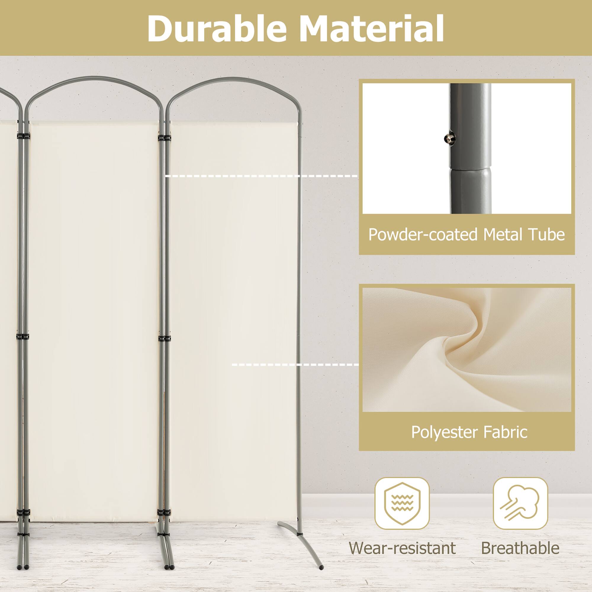 Durable Material

- Powder-coated Metal Tube
- Polyester Fabric

- Wear-resistant
- Breathable