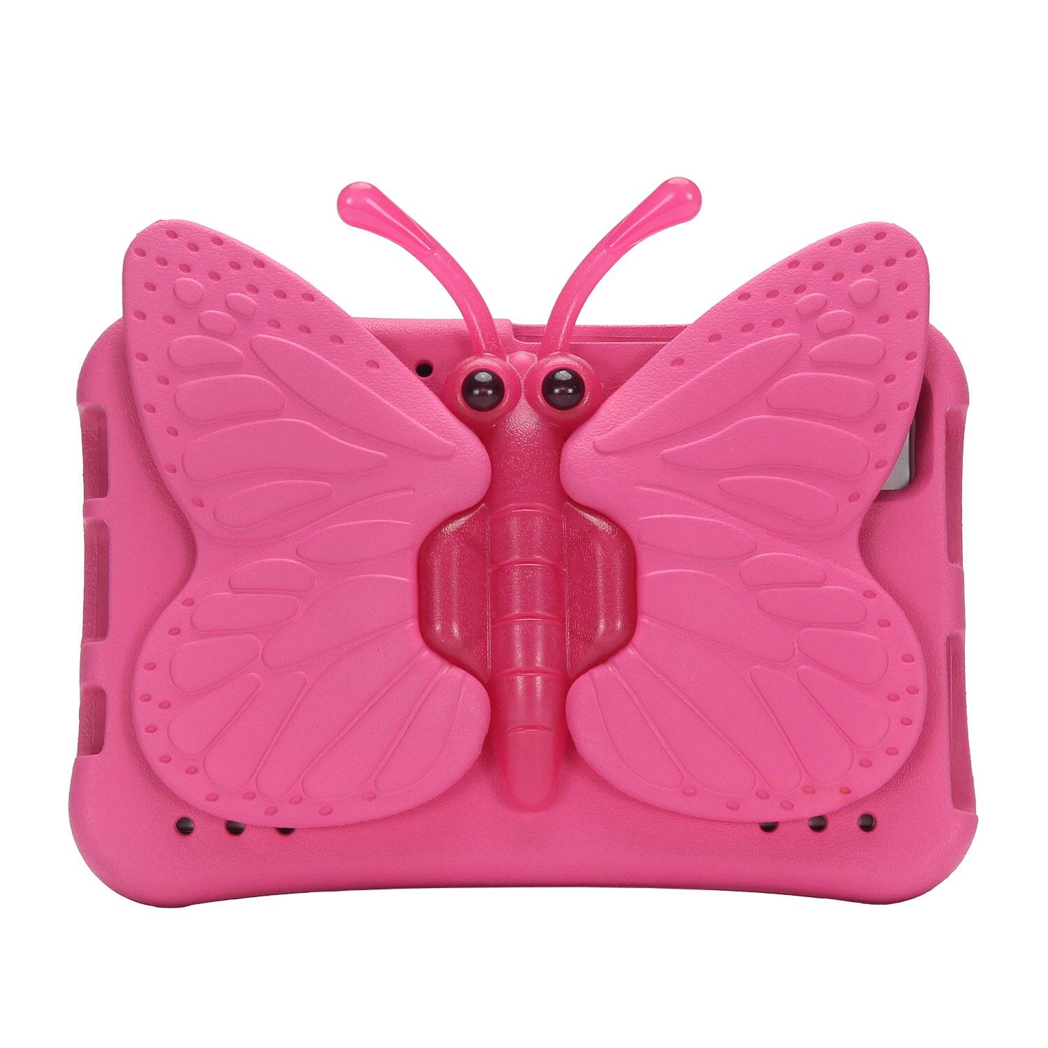 Angle. Dteck - Kids Butterfly Case for Samsung Galaxy Tab A9 8.7" 2023 & Tab A7 Lite 8.7" 2021,3D Cartoon EVA Shockproof Stand Cover - Rose.