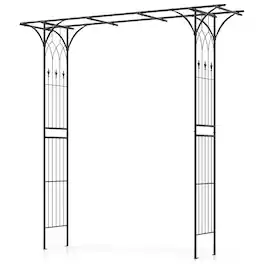 Costway - 81" Metal Garden Arbor Garden Arch Trellis Wedding Arch Decoration - Black