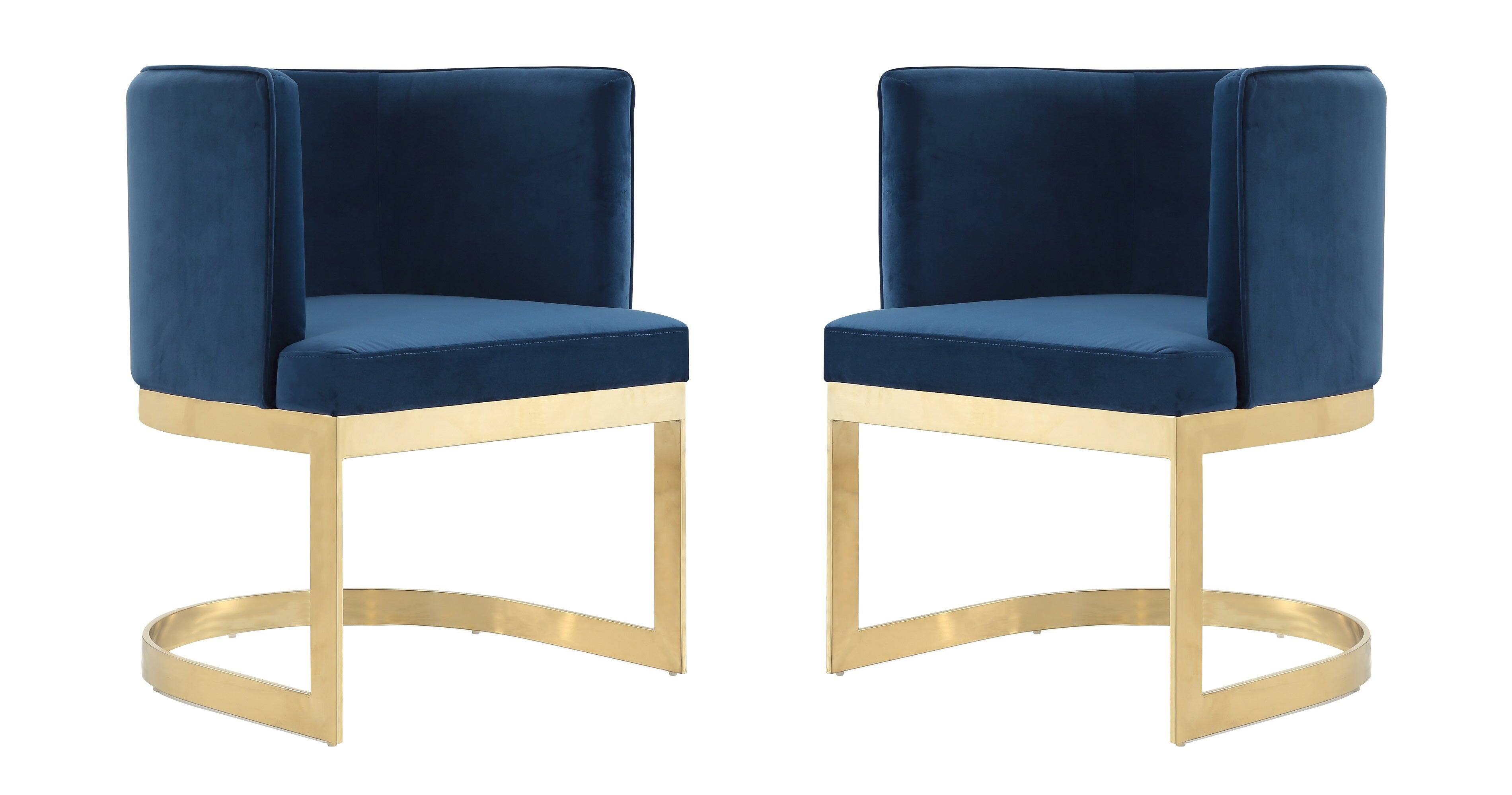 Front. Manhattan Comfort - Aura Modern Metal Velvet Dining Chair - Set of 2 - Royal Blue.