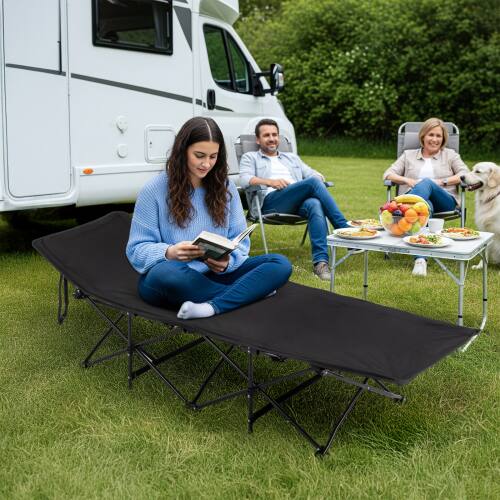 Alt View 8. Winado - 1 PCS Portable Folding Camping Cot Bed with Soft Pad, Carrying Bag for Outdoor Adults Camping Office Nap Beach Travel - Black.