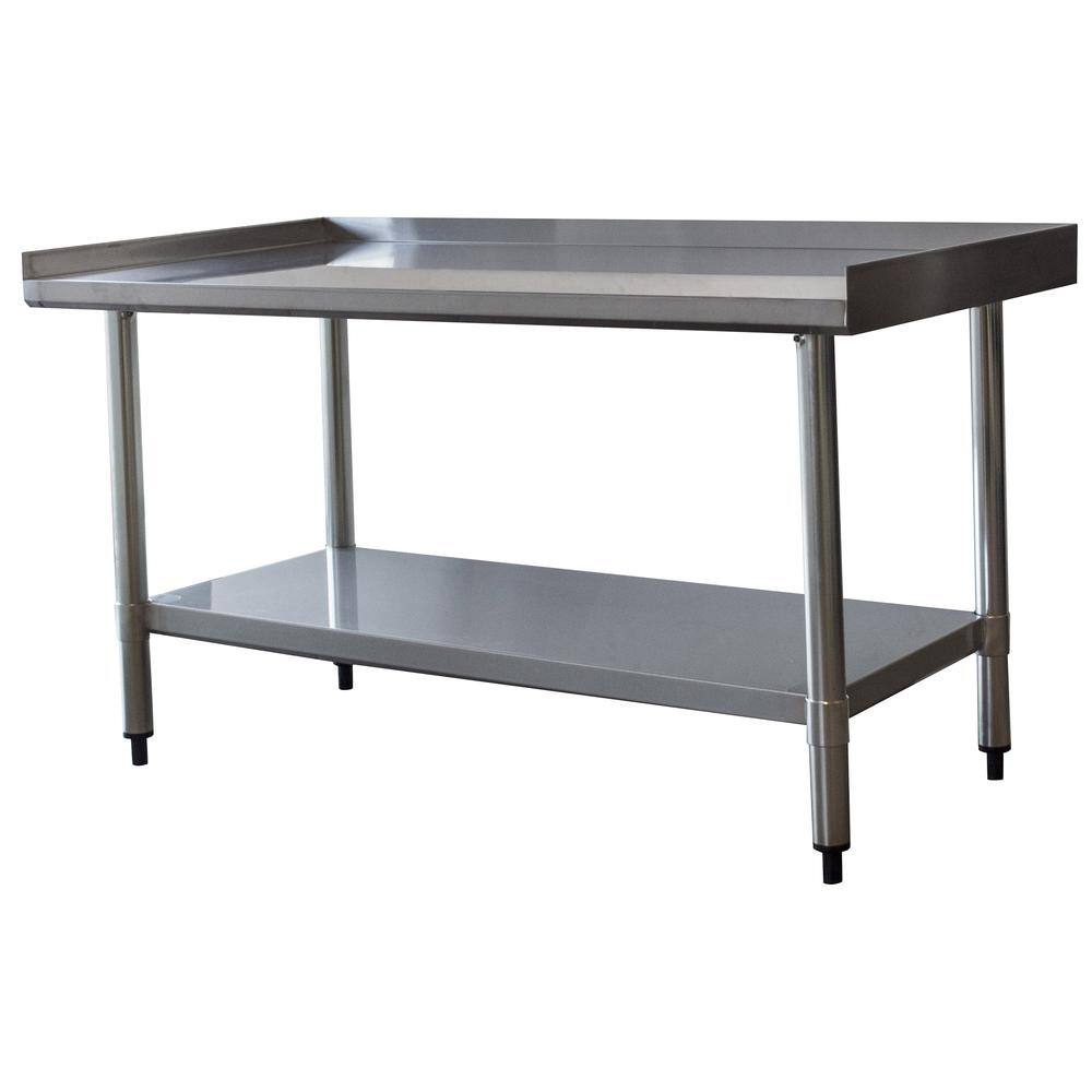 Left. Sportsman Pro-Series - Upturned Edge Stainless Steel Work Table 24 x 48 Inches - Silver.
