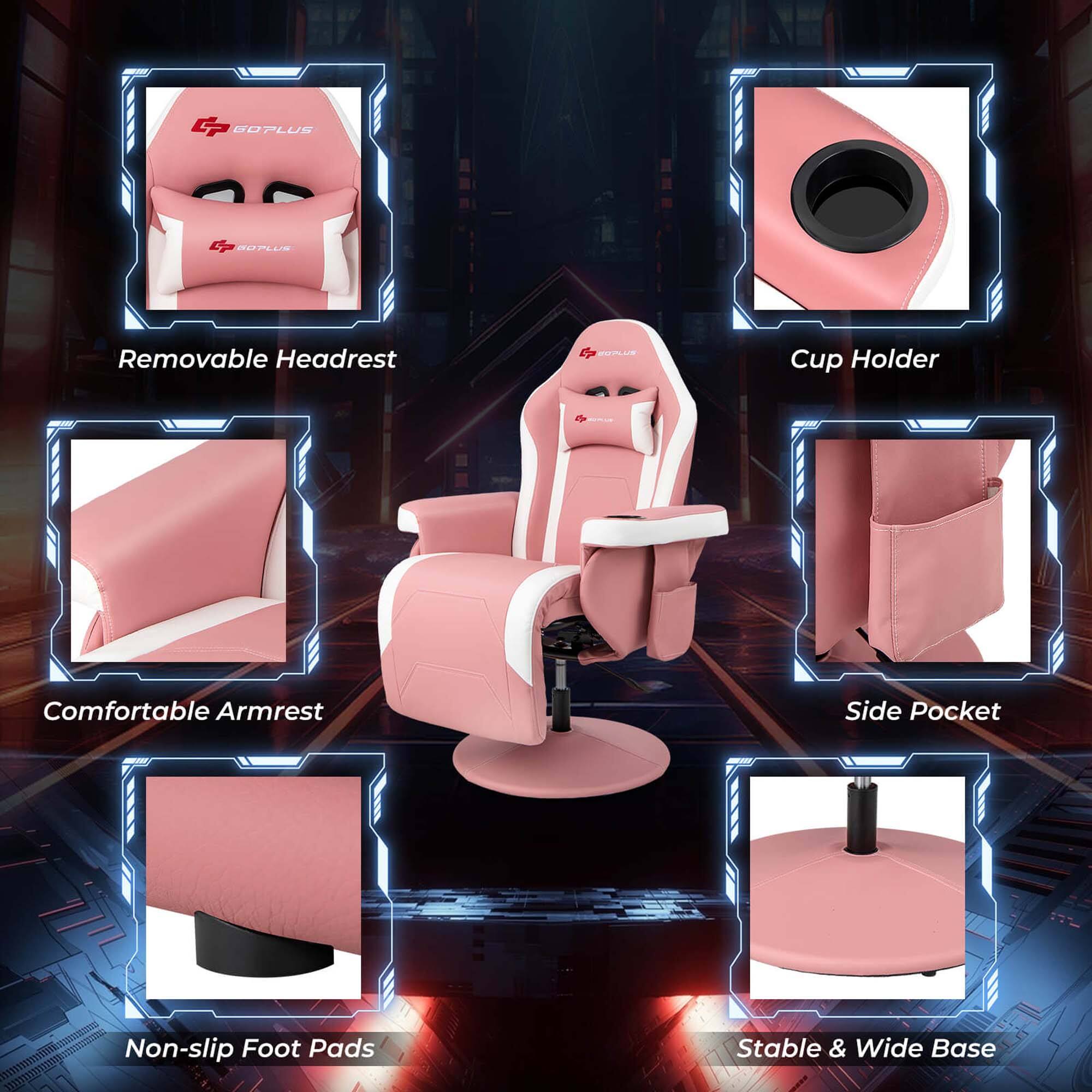 Goplus Goplus Removable Headrest 2 Cup Holder Comfortable Armrest Side Pocket Non-slip Foot Pads Stable & Wide Base