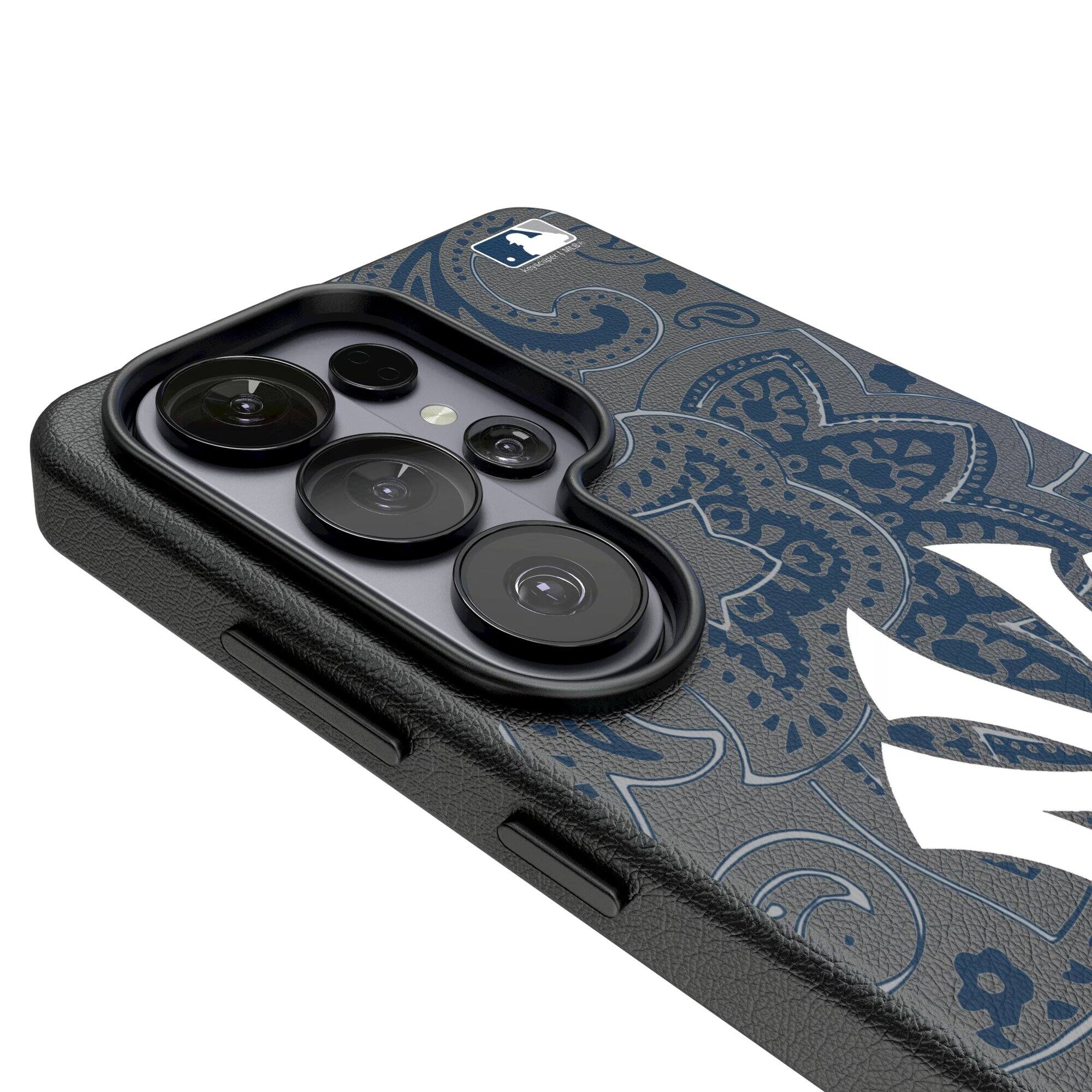 Alt View 2. Keyscaper - New York Yankees Paisley Galaxy Magnetic Bump Case - S25 Ultra - Black.