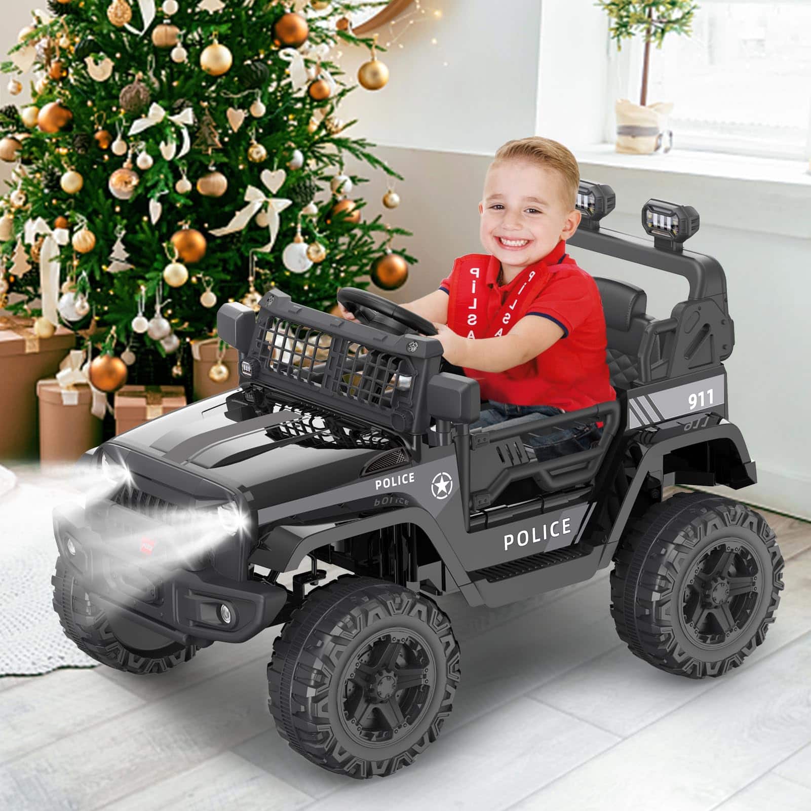 GARVEE - 12V Kids Ride On Truck with Parent Remote Control, Spring Suspension, LED Lights, Bluetooth, Off-Road Electric Car