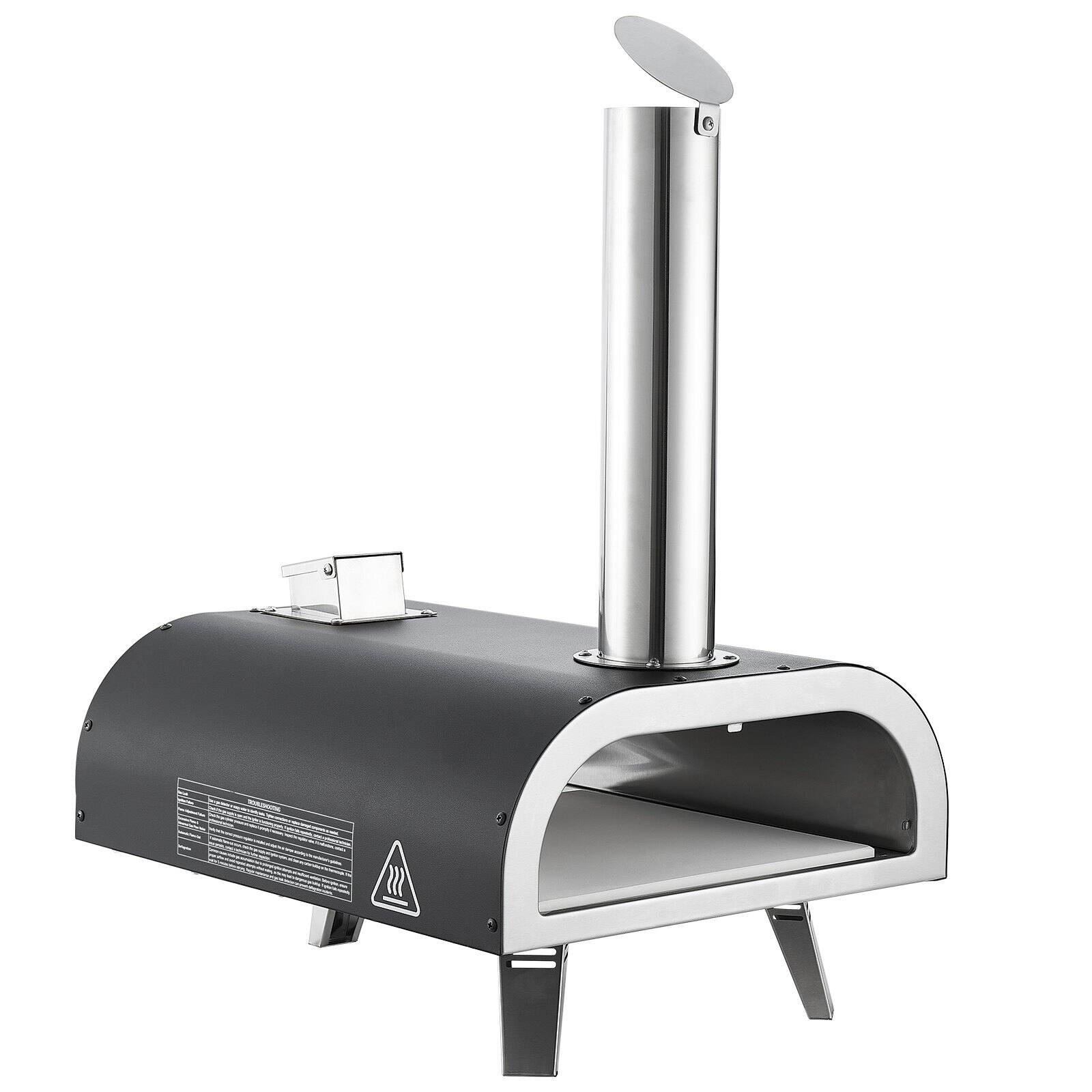 Alt View 9. Glintex - 12in Pizza Oven Outdoor Dual Fuel, Wood Gas Maker with Thermometer for Backyard - Black.
