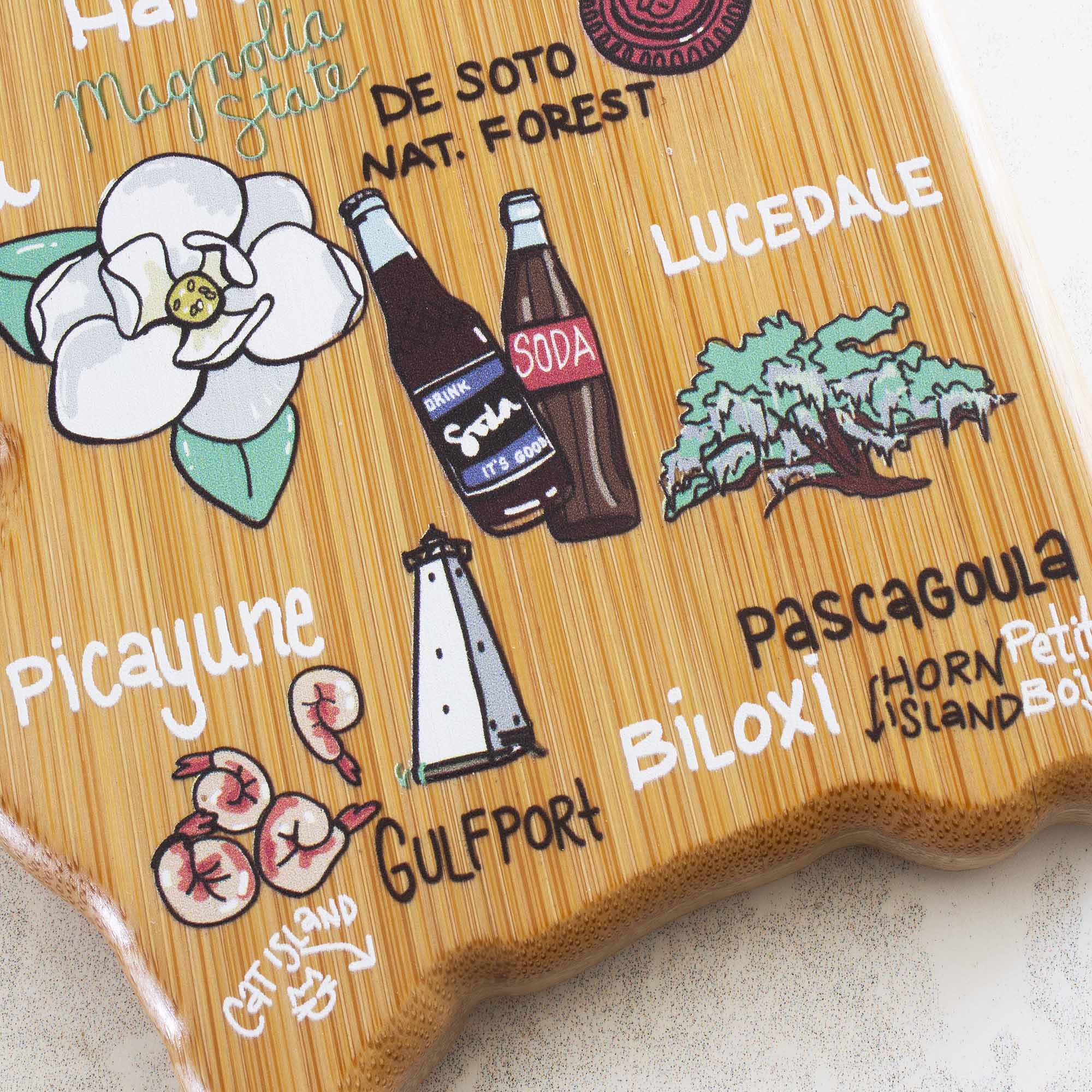Harvest Magnolia State  
DE SOTO NAT. FOREST  
LUCEDALE  
SODA  
DRINK Soda  
IT'S GOOD  
Picayune  
GULFPORT  
CAT ISLAND  
PASCAGOULA  
BILOXI  
HORN ISLAND  
PETIT BOIS