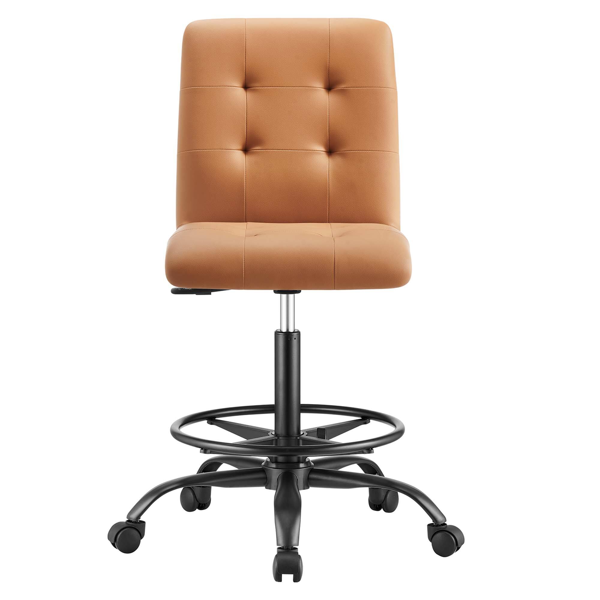 Alt View 3. Modway - Prim Armless Vegan Leather Drafting Chair by Modway - Black Tan.