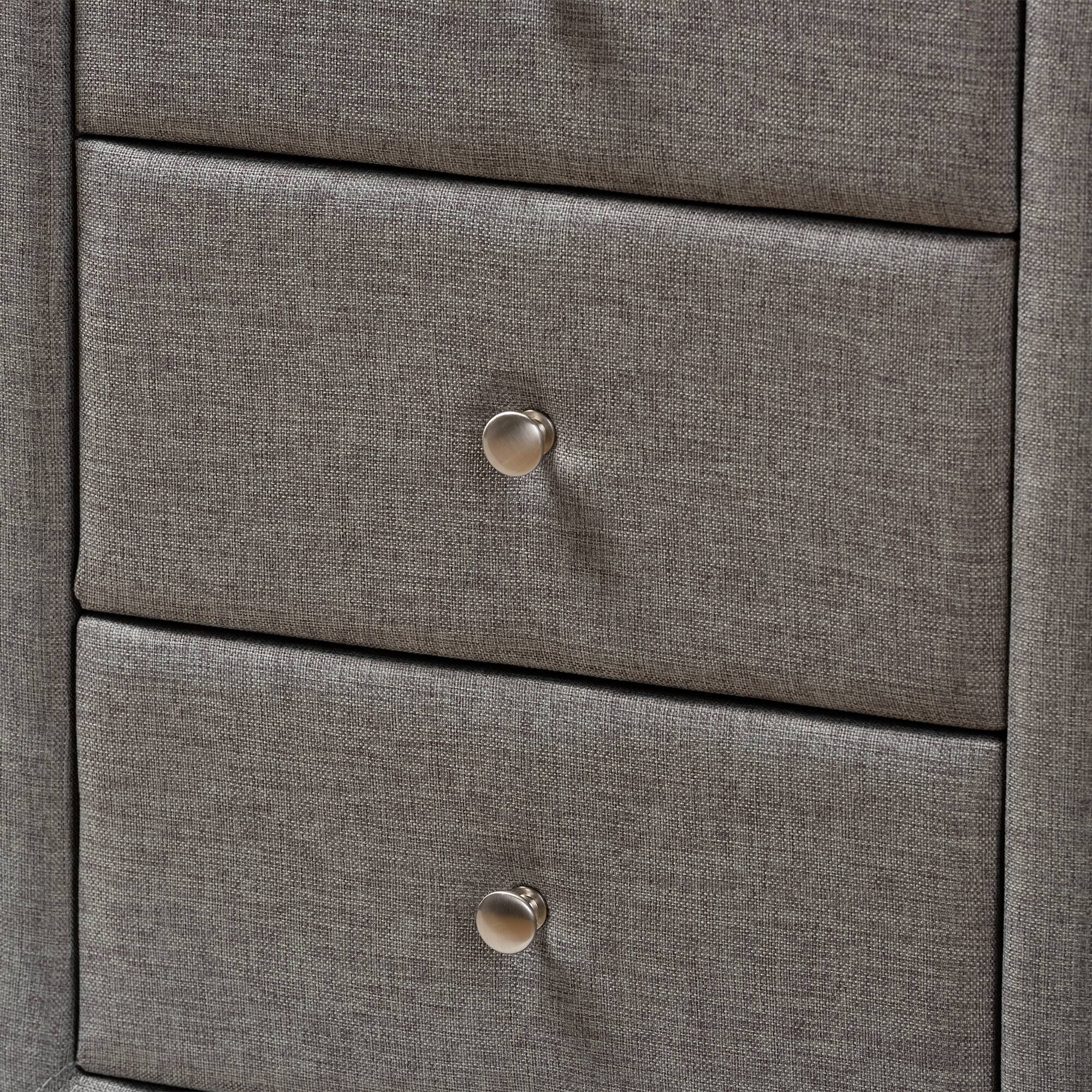 Alt View 1. Baxton Studio - Tessa Modern and Contemporary Fabric Upholstered 3-Drawer Nightstand - Grey.