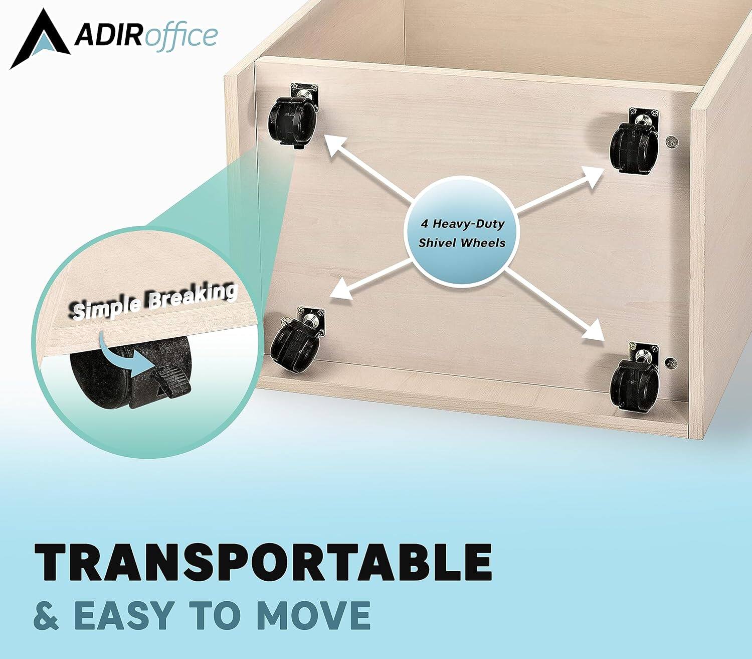 ADIRoffice 36 4 Heavy-Duty Shivel Wheels Simple Breaking TRANSPORTABLE & EASY TO MOVE